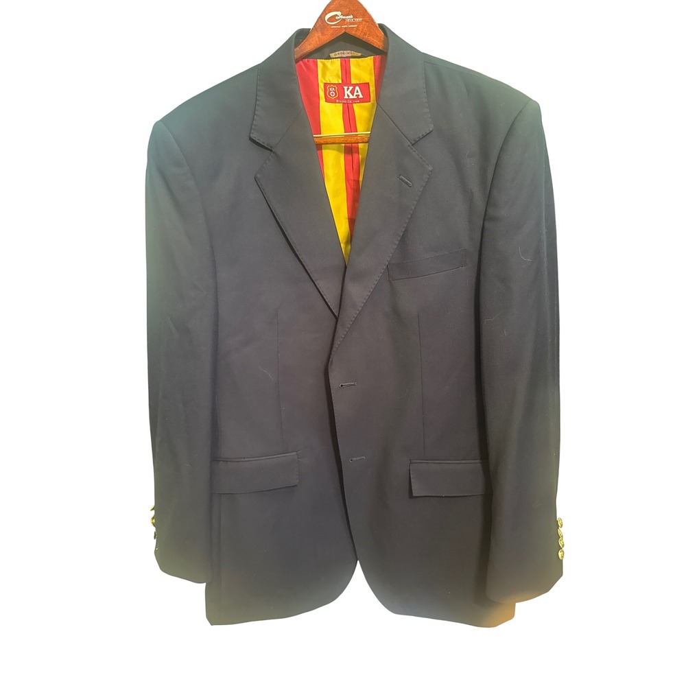 Blaze-In Kappa Alpha KA Fraternity Navy Blue Blazer Gold Crest Buttons Mens 44L